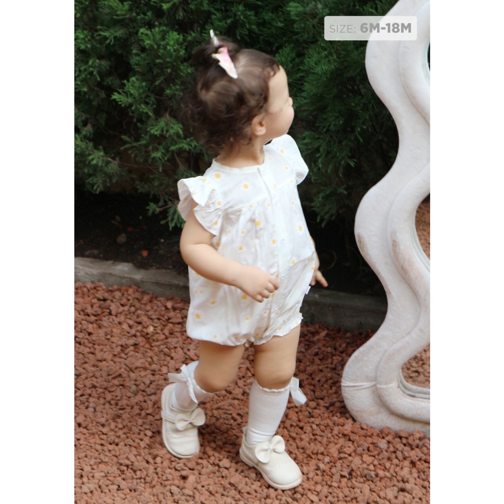 Bộ bodysuit, bodychip cho bé gái sơ sinh, romper vải xô tay bèo cho bé gái từ 6 tháng - 18 tháng - RP02C - Baa Baby