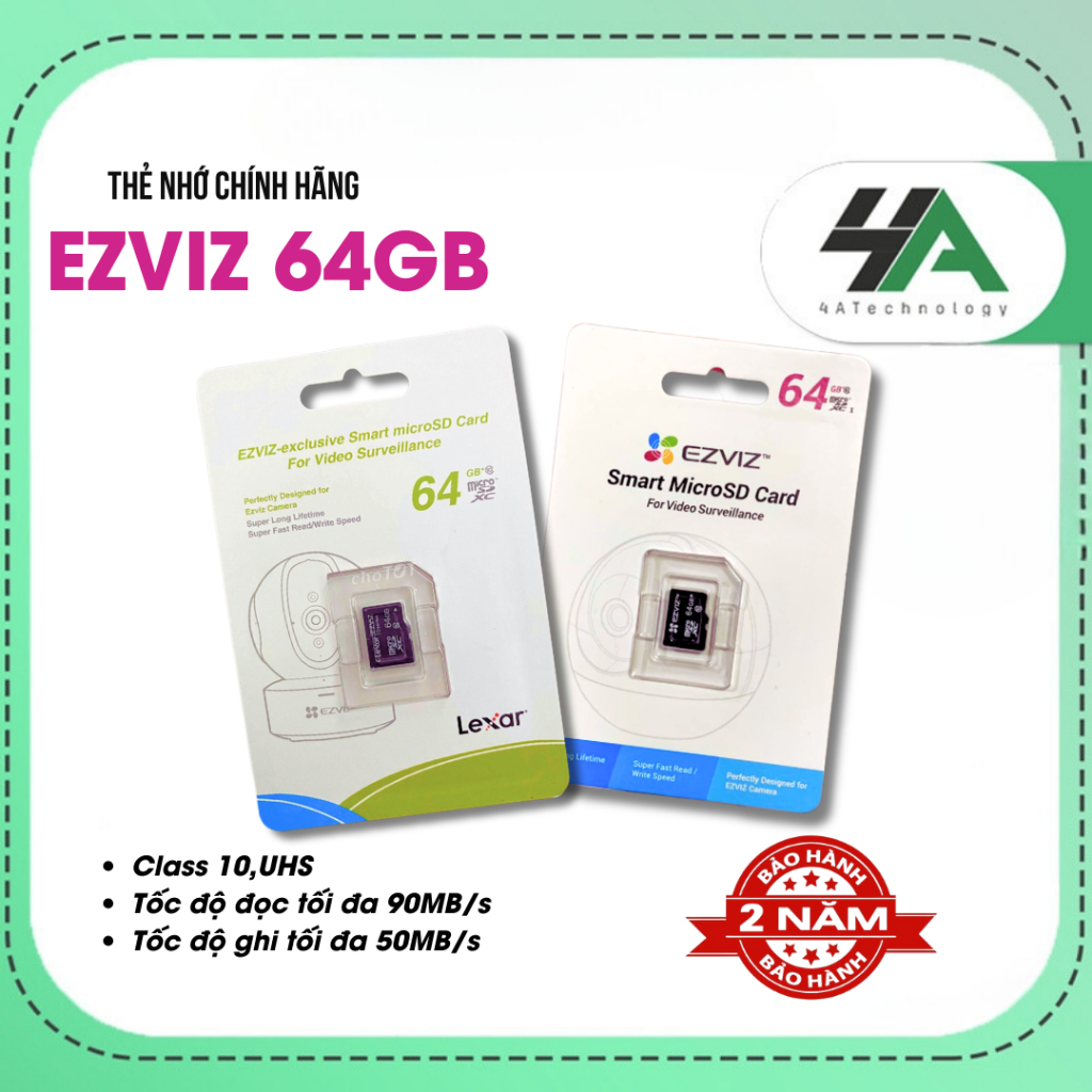 Thẻ Nhớ Ezviz chính hãng 32GB 64GB 64G 32G Ezviz ,Class 10 lưu trữ các thiết bị di động, camera, máy nghe nhạc