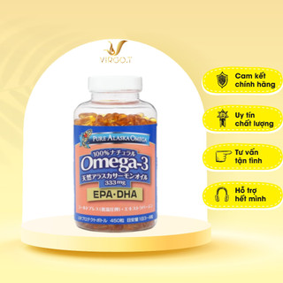 Viên uống dầu cá hồi 100% tự nhiên pure alaska omega 333mg epa - dha 450viên