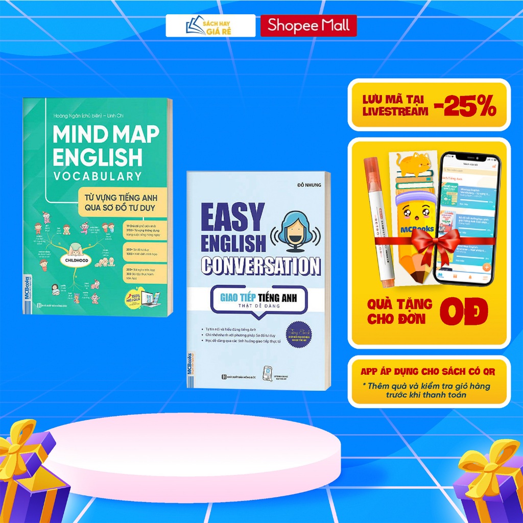 Sách - Combo Mindmap English Vocabulary Và Easy English Conversation - Kèm App Học Online