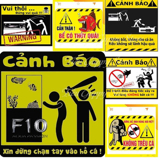 Decal cảnh báo vui nhộn dán hồ cá - giá siêu rẻ