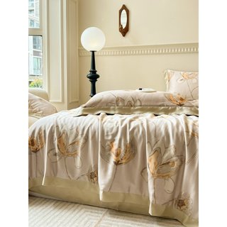 Bộ chăn ga gối lụa Tencel chăn hè 5 món