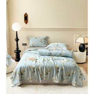 Bộ chăn ga gối lụa Tencel chăn hè 5 món