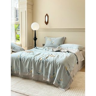 Bộ chăn ga gối lụa Tencel chăn hè 5 món
