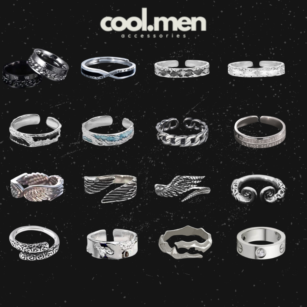 Nhẫn Titan Không Gỉ Nam Nữ Cá Tính Coolmen, Nhẫn Thép Unisex Thời Trang Nhiều Kiểu Lựa Chọn (Màu Bạc)