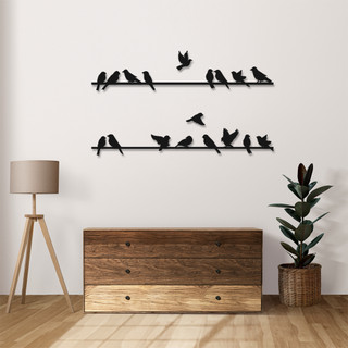 Tranh decor dán tường những chú chim đang đậu, tranh dán tường trang trí nhà cửa hình ảnh những chú chim đậu bằng gỗ