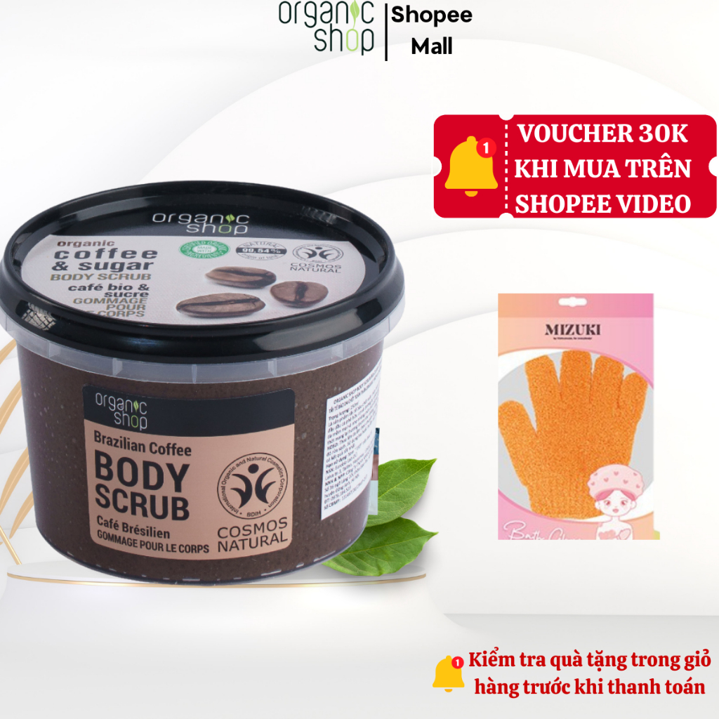 Tẩy Tế Bào Chết Body Organic Shop, Tẩy Da Chết Toàn Thân Giúp Cấp Ẩm Ngăn Ngừa Mụn Và Phục Hồi Da Dung Tích 250Ml