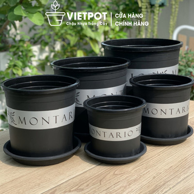 [Mã INBAU154 giảm 15K đơn 99K] Chậu nhựa trồng cây VIETPOT, màu đen montario.