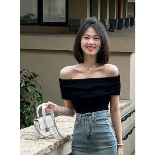 Áo trễ vai chất thun zip co giãn