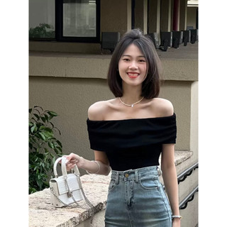 Áo trễ vai chất thun zip co giãn