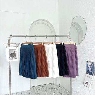 Chân váy xếp ly công sở chất vải Mango cao cấp mix áo sơ mi tôn dáng mềm mịn thoáng mát EvaLover
