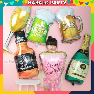 Bong Bóng Hình Ly Rượu Chai Bia Tiệc Chúc Mừng