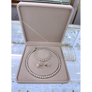 (Hạt nặng xịn l1) BỘ VÒNG Ngọc trai nhân tạo 3 chi tiết HỘP NHUNG XỊN