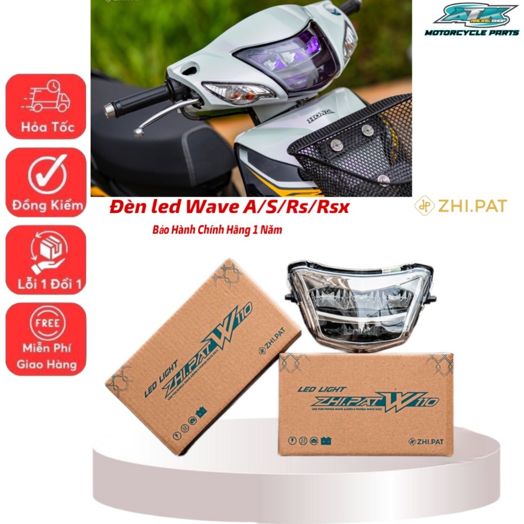  Choá Đèn Led 2 Tầng Zhi.pat dành cho xe  WAVE A S RS RSX FUTURE X 125CC có phiên bản mới màu tím 