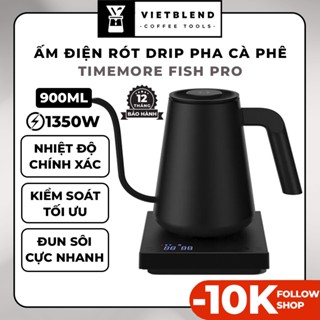 Ấm Điện Rót Drip Pha Cà Phê TIMEMORE Fish Pro (900ml) Màu Đen - Hàng Chính Hãng
