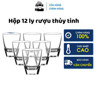 Hộp 12 ly rượu thủy tinh mắt trâu 30ml nhỏ gọn, Chén uống rượu thủy tinh trong suốt chịu nhiệt cao không rạn nứt