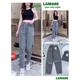 Quần baggy jeans chất bò xám khói trơn chất mềm, Quần bò ống đứng màu khói cực chất thời trang - LAMA