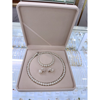 (Hạt nặng xịn) Sét bộ Ngọc trai 8li nhân tạo 3 chi tiet loại 1 bóng đẹp kèm hộp xịn