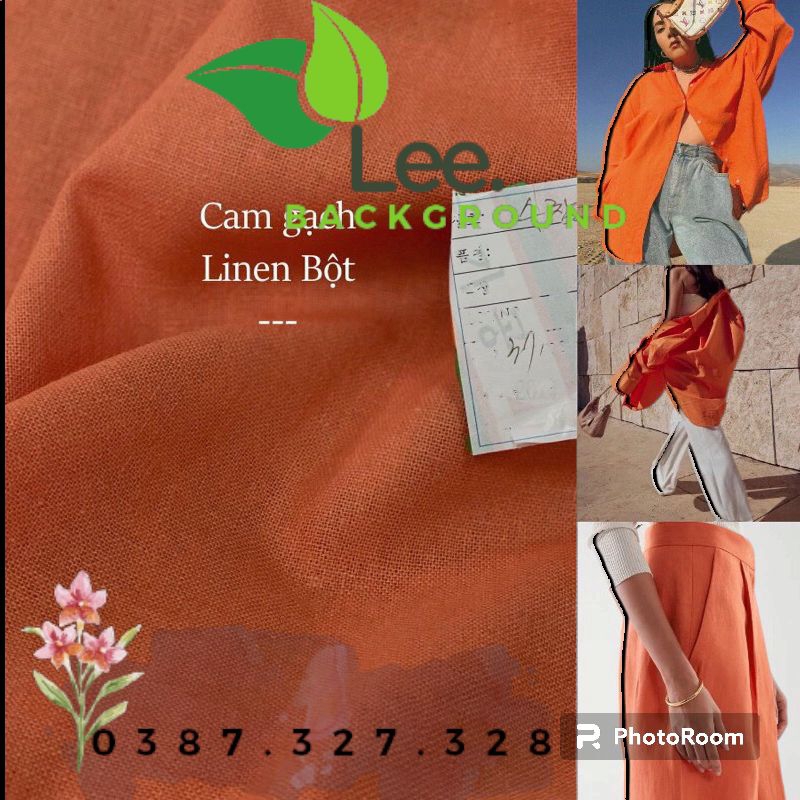 Vải linen màu cam dùng may váy áo chất linen bột đẹp