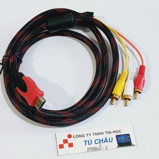 Cáp HDMI ra 3 AV (3RCA): Đầu chuyển ngắn 3 AV Cái /  Cáp dài 1.5m 3 AV Đực