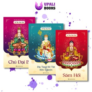 Bộ 3 Vở chép kinh, Sổ chép kinh in mờ cao cấp Kinh Địa Tạng, Chú Đại Bi, Sám Hối(TẶNG BÚT) - TTQ Biên Soạn - Upali Books