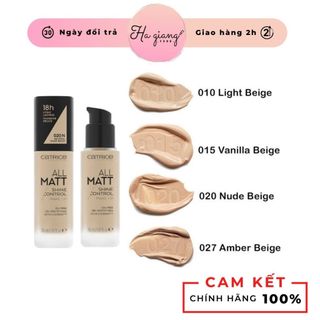 Kem Nền Catrice All Matt Shine Control Make Up 18h lớp nền mỏng nhẹ, che khuyết điểm tốt trong 18h