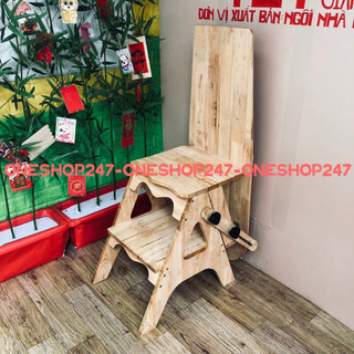 GHẾ THANG THẮP NHANG Chiều Cao 86.5 cm, Ghế Gấp Gọn Thông Minh, Ghế gỗ Hỗ Trợ Lấy Đồ Trên Cao