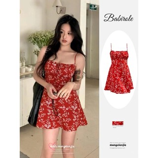 (HÀNG SẴN) Váy hai dây hoa nhí màu đỏ thon eo xòe ngắn kiểu Pháp sexy gợi cảm quyến rũ mùa hè Hàn Quốc - VD001