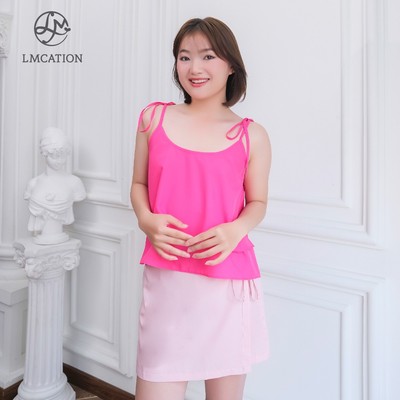 BST Siêu tiết kiệm - Bộ đồ mặc nhà LMcation - Áo cột dây LMcation Lena - Hồng sen & Quần váy LMcation Lena - Hồng phấn