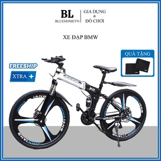 Xe đạp thể thao, địa hình BMW mâm bánh đúc có thể gấp gọn, khung thép siêu bền, phanh đĩa cơ học 7 cấp độ