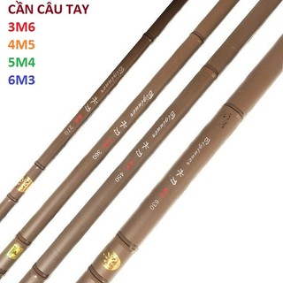 Cần câu tay câu đài trúc nâu/ trúc xanh/double fish cá trắng đen