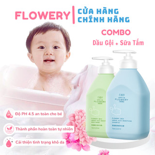  Combo Dầu Gội + Sữa Tắm trẻ em Flowery từ 3-15 tuổi công thức đặc biệt dịu nhẹ dung tích 520ml 