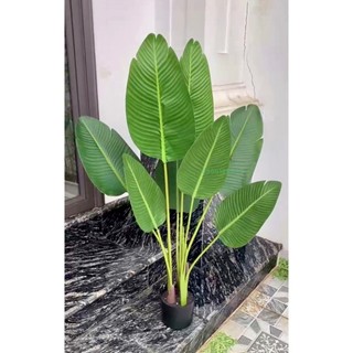 Cây chuối cảnh cao cấp 1.5m size đại kèm chậu chắc chắn cố định gốc nặng 3kg  - Cây nhựa giả