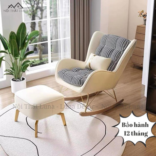 Ghế sofa bập bênh thư giãn, ghế sofa đọc sách, ghế lười hiện đại tặng đôn gác chân, hàng nhập khẩu - luna decor