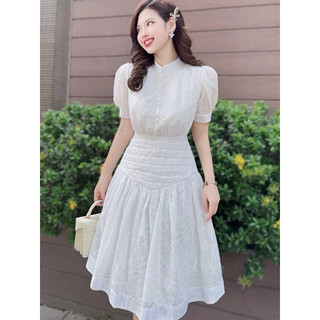 ĐẦM MIDI REN PLI BỤNG