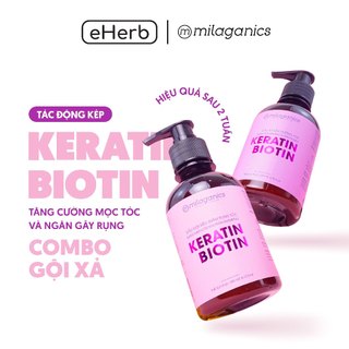 Gội & xả Biotin & Keratin tác động kép siêu tăng cường mọc tóc sau 2 tuần MILAGANICS 240ml/ Chai