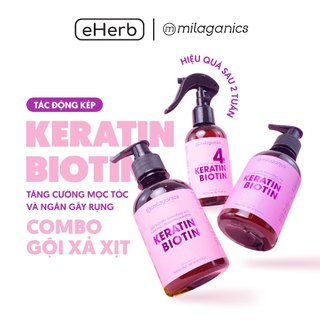 Liệu Trình Siêu Mọc Tóc Biotin & Keratin 4%: Dầu Gội, Dầu Xả, Xịt Mọc Tóc Hiệu Quả Sau 2 Tuần MILAGANICS
