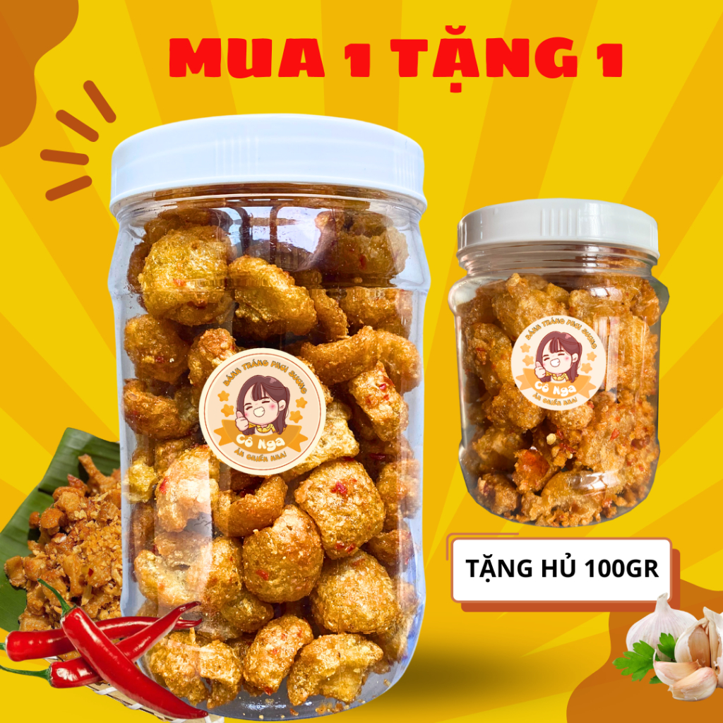 [MUA 1 HỦ LỚN TẶNG 1 HỦ NHỎ] Tóp mỡ mắm tỏi Cô Nga 300gr tặng hủ tóp mỡ 100gr