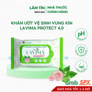  Khăn ướt phụ khoa vệ sinh vùng kín LAVIMA Protect 4.0 giúp vùng kín luôn sạch sẽ khô thoáng 10miếng 