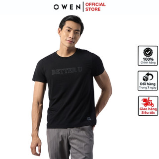 Áo thun nam ngắn tay cổ tròn OWEN TSN231428 phông Tshirt vải cotton modal cao cấp màu đen mềm mát phom body fit tôn dáng