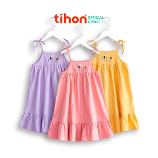 Váy hai dây bé gái TIHON cao cấp thêu hoa cực xinh cho trẻ từ 3 đến 14 tuổi VT0750233