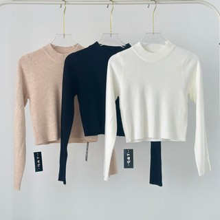 Áo Thun Nữ Croptop Cổ Cao Tay Dài, Ngắn Chất Liệu Len Tăm Cao Cấp Form Ôm  - Phong Cách Hàn Quốc