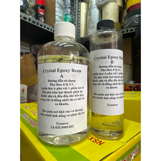 Keo Epoxy Resin 750g (Bộ 2 chai A + B) đổ khuôn, mô hình, phủ bóng bề mặt bàn, tạo kiểu,...