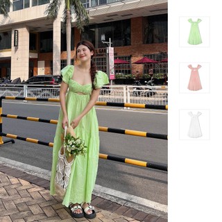 Đầm Dài Nữ Empire Cutout, Chất Vải Boi Thêu Đục Lỗ Thoải Mái, WDD035, SOMEHOW