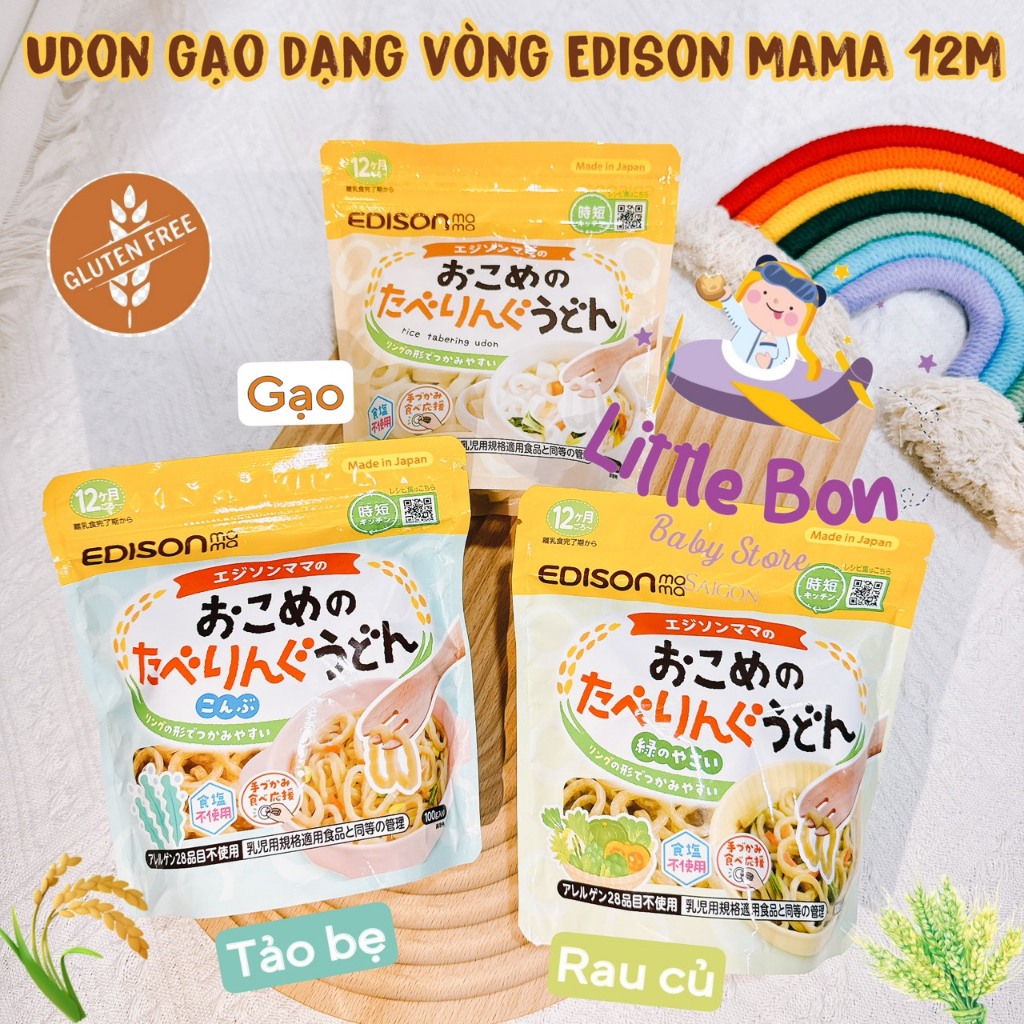 Mì udon dạng vòng Edison Mama Nhật 12M