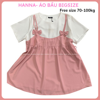 Áo bầu giả yếm bigsize [SIZE 60-100KG] dễ thương cho mẹ trẻ có size 100kg áo mềm mát không nhăn vải cao cấp