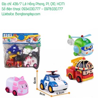Bộ 4 biệt đội xe robocar poli - ô tô mô hình đồ chơi cảnh sát, cứu hộ cho bé