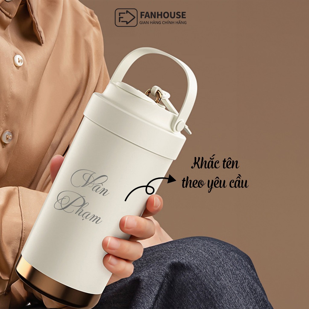Ly giữ nhiệt Lily inox 316 lõi tráng Sứ, cốc giữ nhiệt 500ml Fan House khắc tên theo yêu cầu | BigBuy360 - bigbuy360.vn