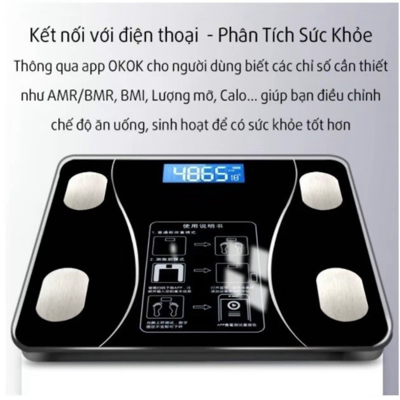 Cân Điện Tử sức khoẻ - Kết Nối Bluetooth Phân Tích Chỉ Số Cơ Thể