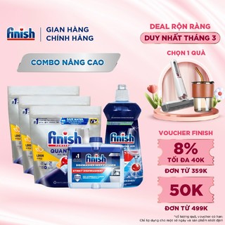 Combo Nâng Cao: Bộ 3 túi viên rửa chén Quantum 21 viên + Nước Làm Bóng 500ml + Dung Dịch Tẩy Rửa Máy Rửa Chén Bát